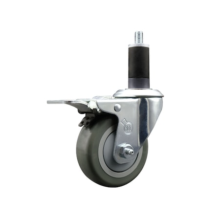 Service Caster 3.5'' SS Gray Poly Swivel 1-1/4'' Expanding Stem Caster Total Lock Brake SCC-SSEXTTL20S3514-PPUB-114